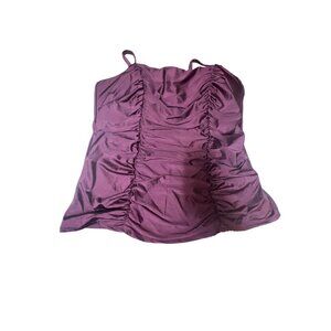 SWIM By Cacique Shirred Plum Swimsuit Tankini Top Plus Sz 36 NWOT
